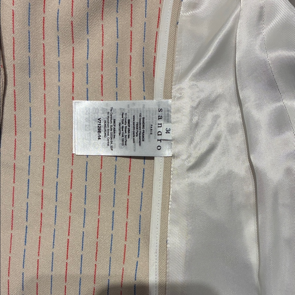 Sandro Light Tan Blazer with Subtle Pattern - image 3
